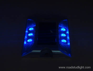 Blue led solar powered road stud