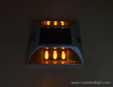 Yellow led solar powered road stud