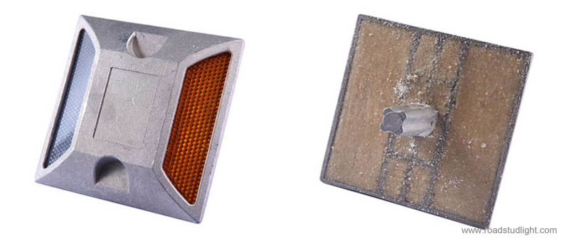 Aluminum reflective road stud