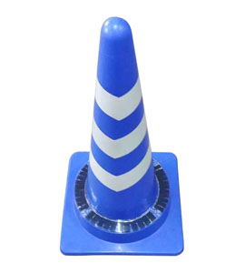 Blue solar road cone